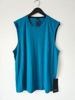 NWT LULULEMON CYPR Cypress Blue Somatic Aero SL Sleeveless Tank Top Men's Large